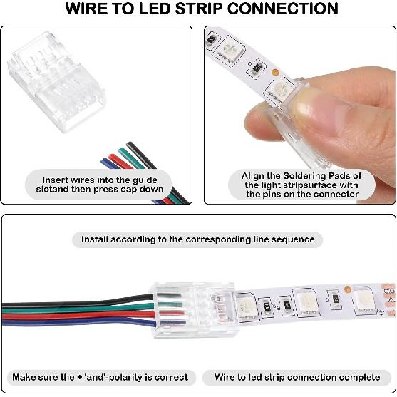 20pcs LED Strip Connector 2/3/4/5/6pin Electric Wire Connector For 5050 RGB CCT RGBW LED Strip Lights To Wire Connection Use