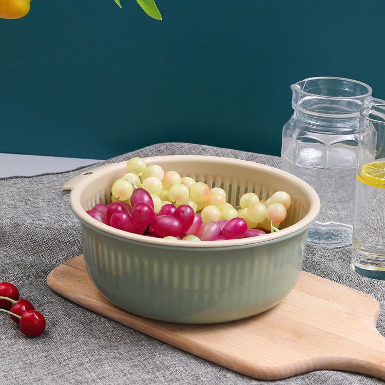 Thickened Double-Layer Draining Basket Set – 6-Piece Vegetable & Rice Washing Basins
