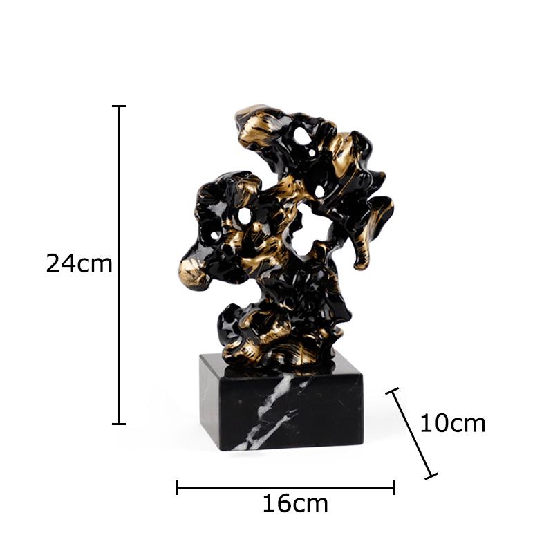 

Black Gold Taihu Stone Statue Desk Decoration Creative Landscape Ornaments Imitation Coral Resin Sculpture Room Aesthetic Decor