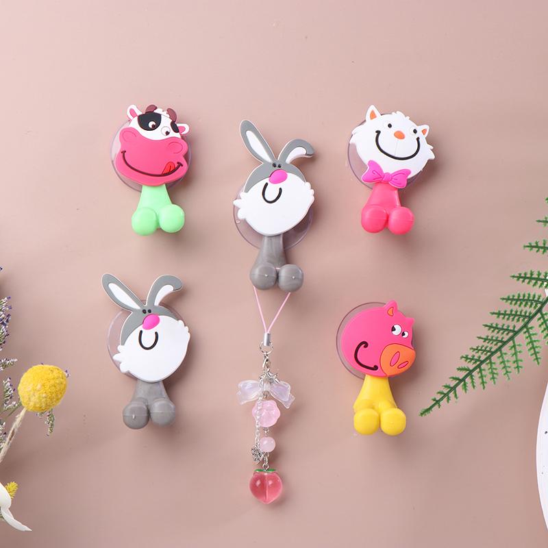 Cartoon Animal Toothbrush Holder Wall Mounted Antibacterial Tooth Brush Storage Rack With Suction Cup Bathroom Organizer