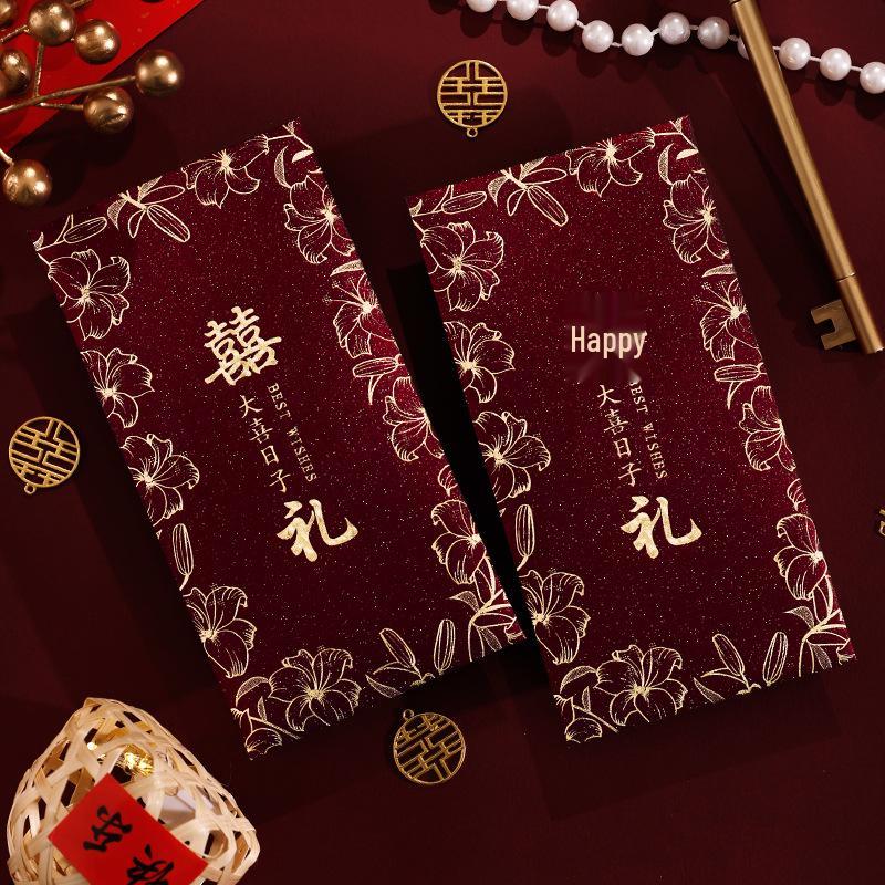 Roter Doppelglück Hochzeitsgeldumschlag für Frischvermählte