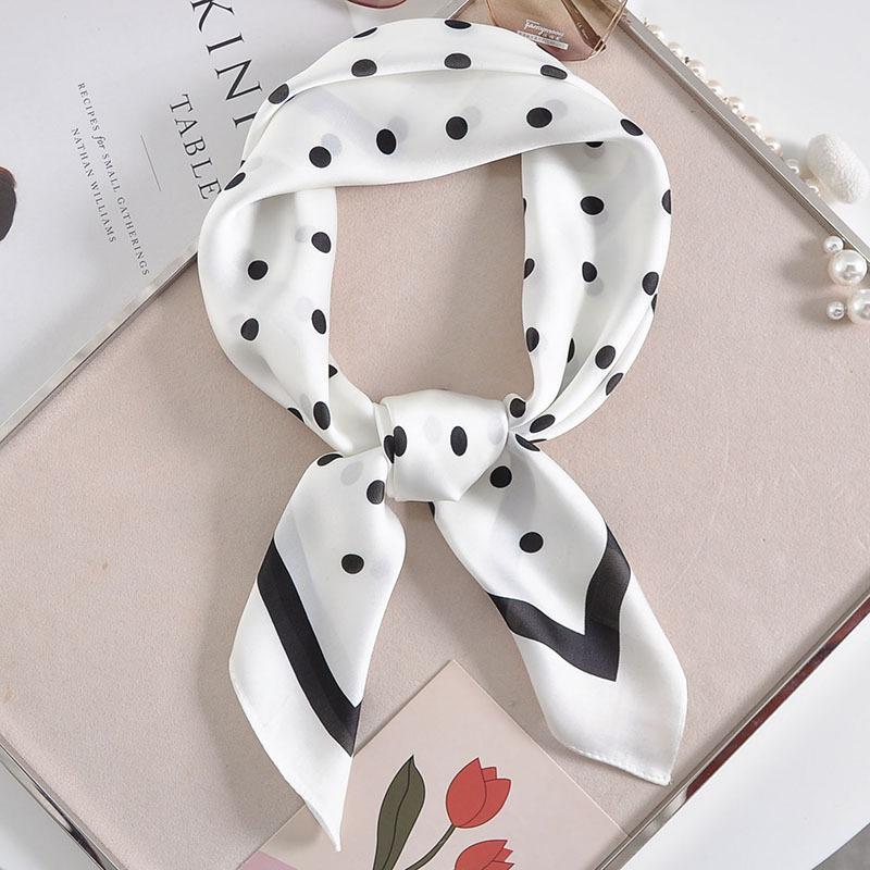 Luxury Apricot Print 70*70cm Silk Square Scarf Women Soft Satin Hairband Neckerchief Tie Female Headband Foulard Bag Ribbon Gift