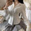 Blusas femininas brancas túnicas camisa da moda coreana chique harajuku preppy elegante feminino estilo japonês casual jk slim