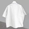 Solid Color Tooling Stand-up Collar Jacket Men's Korean Version Trendy Versatile Handsome Loose Semi-zipper Design Short Sleeves