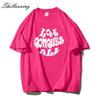 Shellsuning Oversized Letter Graphic T Shirts Men Summer Soft 100% Cotton Short Sleeve Tees Female Trendy Loose High Street Tops
