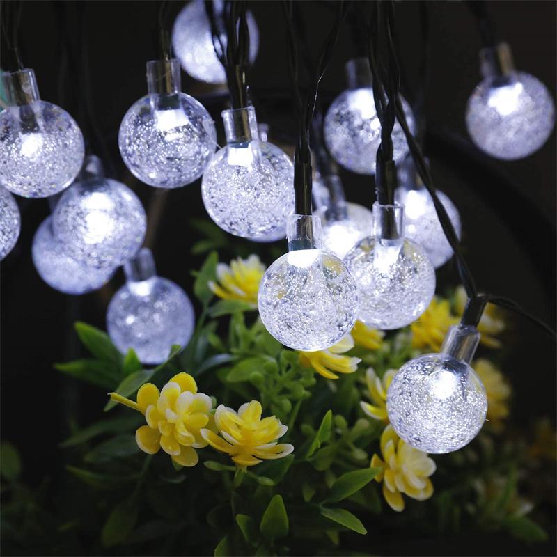 JOYBLISS LED Solar String Lights Outdoor 60 Leds Waterproof Crystal Globe Lights with 8 Modes Garden Light for Patio Party Tree Decor