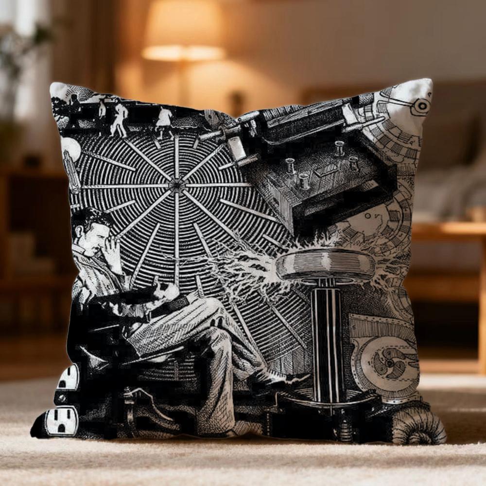 Popular NNikola Tesler Cushion Cover Soft Washable Pillow Case Multi-Scene for Couch Bed Travel Office Use