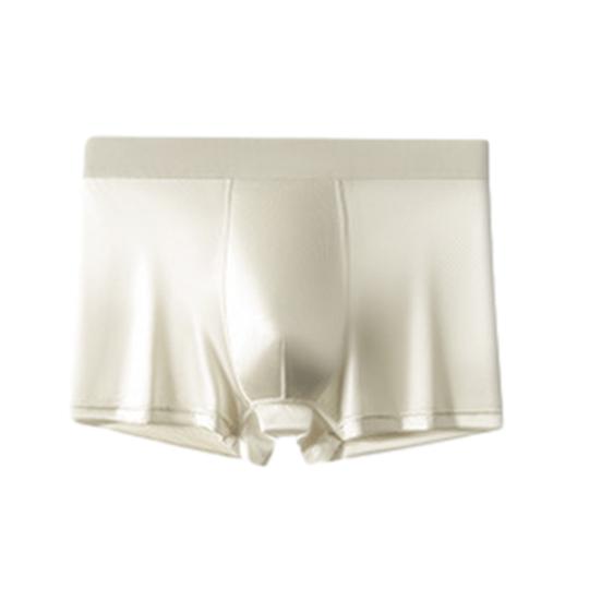 Herren Boxer Unterwäsche Elastisch Mittlere Taille Atmungsaktiv Schlank Geschnittene Shorts Slips Reine Farbe U-Konvex Design Glatter Stoff Eisseide Slips