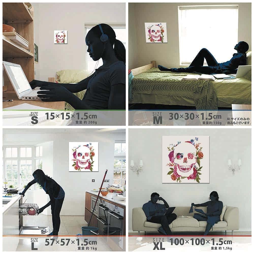 Art Deli Skull Poster 100cm x Made in Lightweight Panel, 100cm, Japan, Fabric, pop-0098-XL