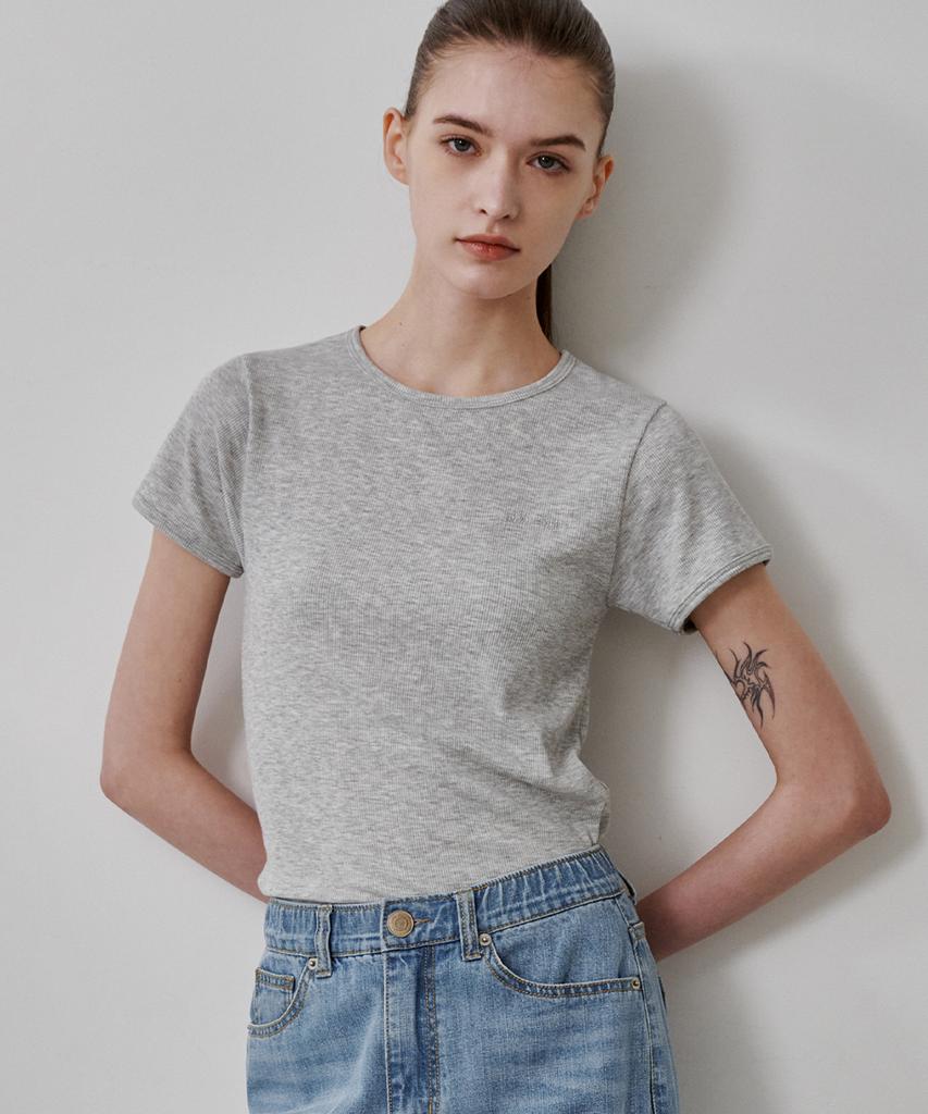 MALOUPE 5213 Ribbed Slim Short Sleeve Tee (Gray)