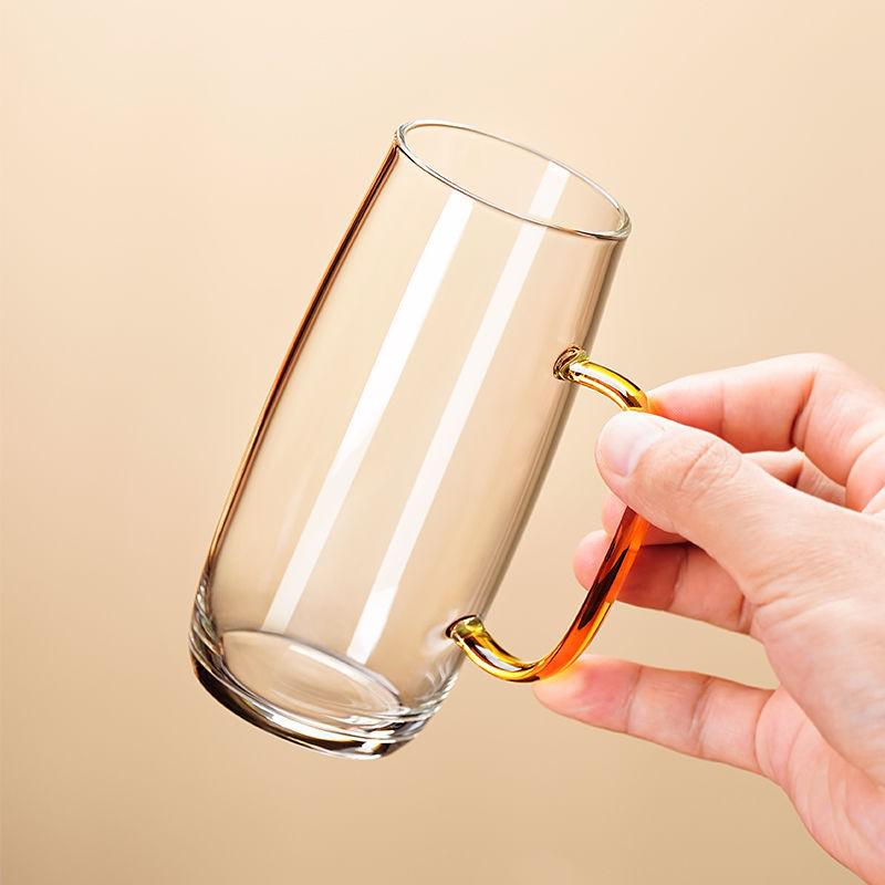 Large Capacity Summer Green Tea Brewing Glass Cup with Handle - Transparent & High Temperature Resistant 400ml