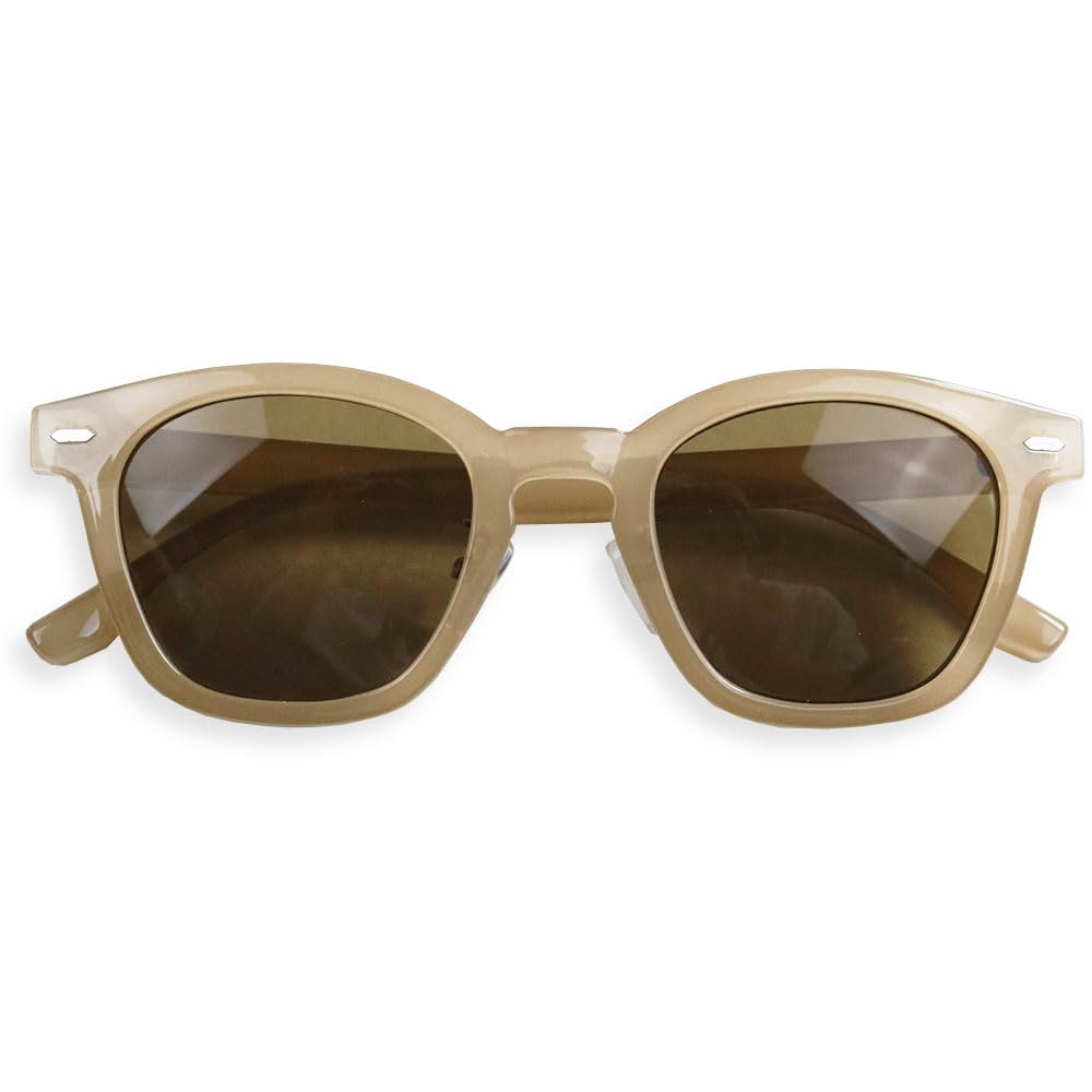 [Quintet] Men s Boston-style Sunglasses, UV Protection, Colored Lenses, Black Frame, Unisex, 28-ty-2970 (2 Clear BeigeBrown)