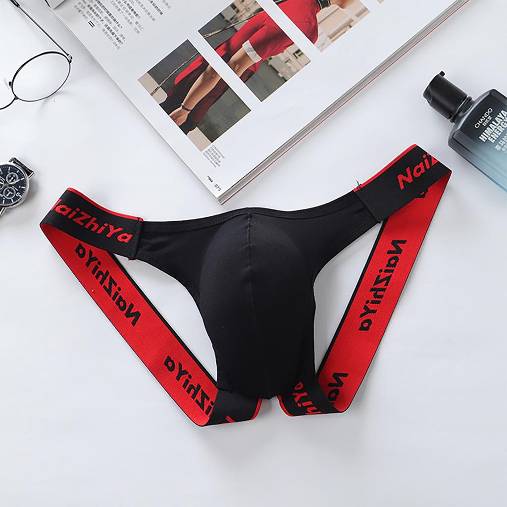 Men's Erotic Panties Thong Sexy Low Waist Cotton Breathable T-Pants Bladder Breathable Double Thong