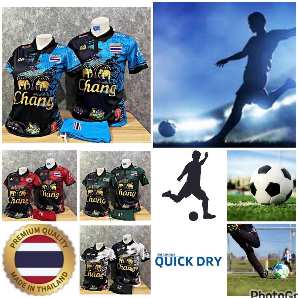 THAILAND National Football Soccer Polo Shirt Sport Training JERSEY CHEER Print Quick Dry Short Sleeve Uniform Elephant Logo Design Polyester Spandex