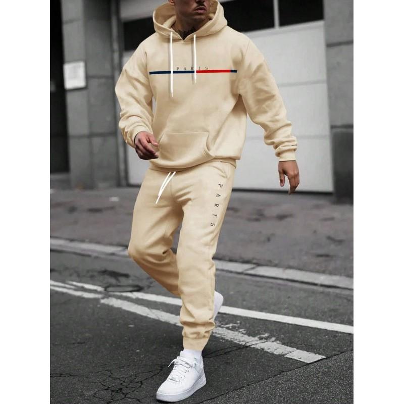 Mens Hooded Oversized Sweatshirt Set Long Sleeve Top Pants Casual Sportswear