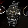 Fashion Men Gold Stainless Steel Watch Luxury Calendar Quartz Wrist Watch Mens Business Watches for Man Clock 
