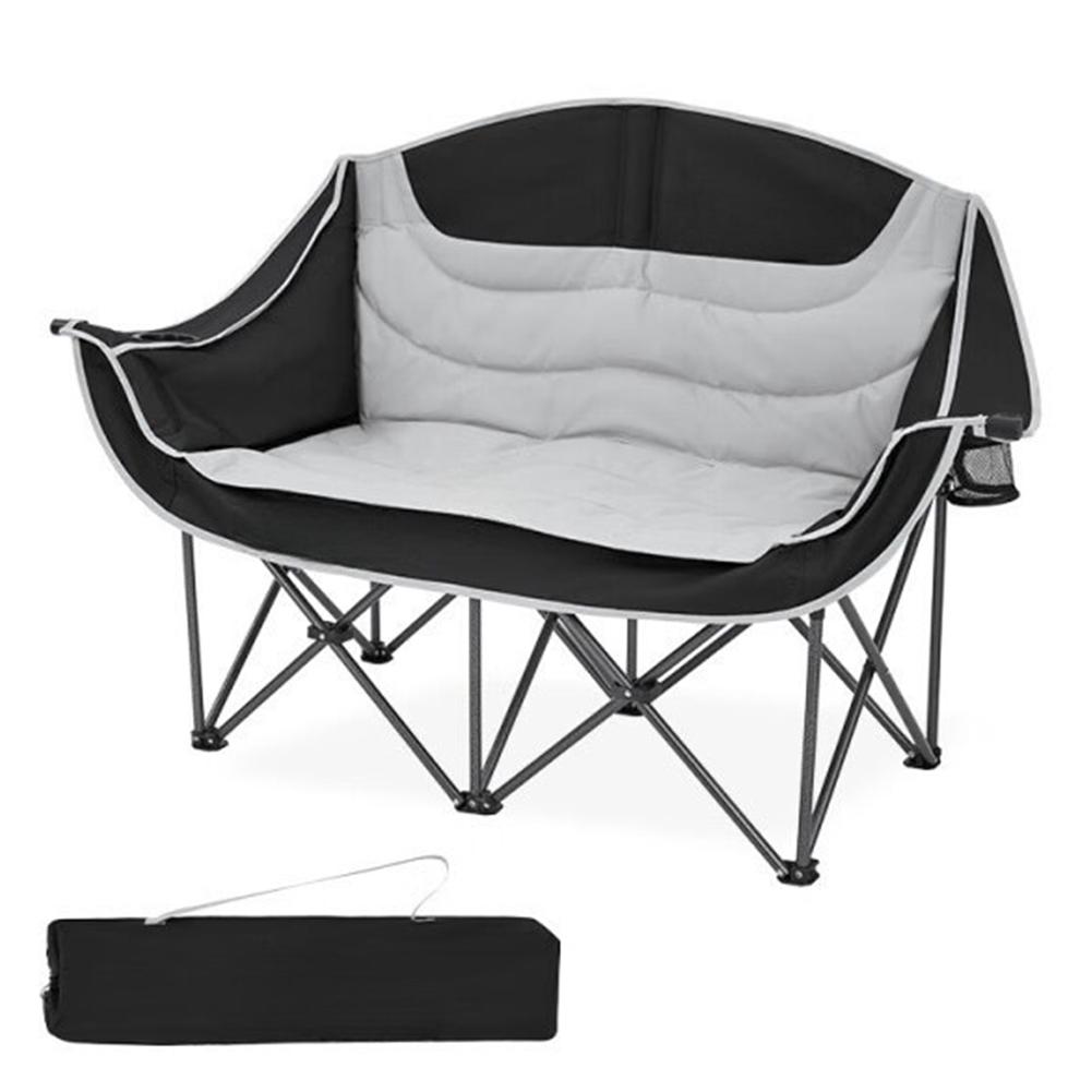 

Двойное складное кресло-диван для кемпинга с подстаканником и сумкой для переноски, портативная скамья для кемпинга для пикника на открытом воздухе, пляжа