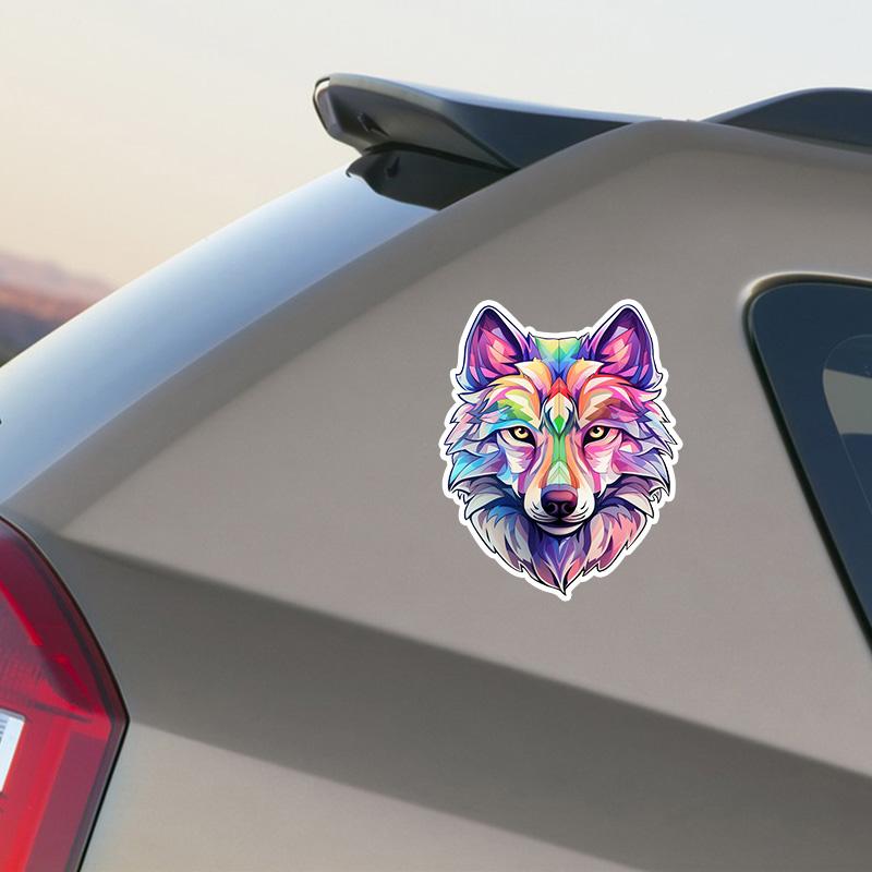 Colored Wolf Car Sticker Vinyl Decal Waterproof Rear Window Motorcycle Camper Bumper Truck Laptop Decoration TM11