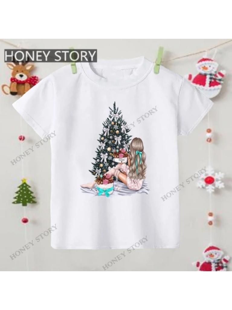 Merry Christmas T Shirt Christmas Christmas Snowman Pattern Children's Boys and Girls Short-sleeved T-shirt