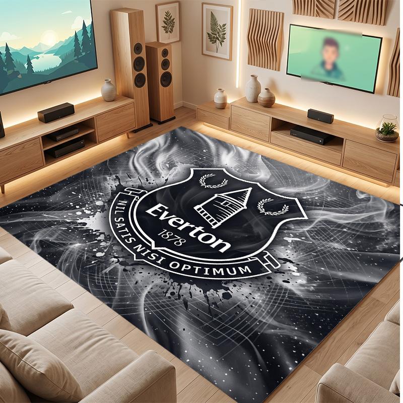 Tappeto in Velluto di Cristallo con Stampa Calcio Everton, Comodo Assorbente d'Acqua Antiscivolo Tappeto per Pavimenti Interni