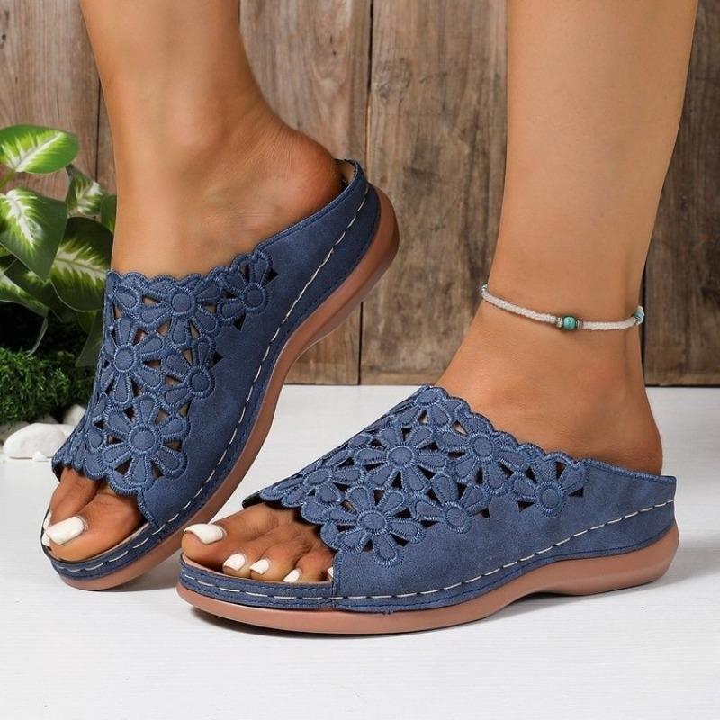 Neue Damenschuhe mit einem großen Keilabsatz, Sandalen mit dicker Sohle und einem ausgeschnittenen One-Shoulder-Slipper