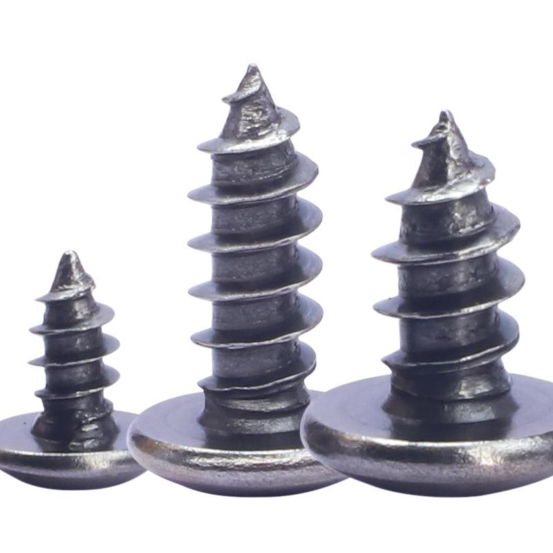 Schwarz vernickelte große selbstschneidende Pilzschraube mit flachem Kopf M3/M3,5/M4/M5