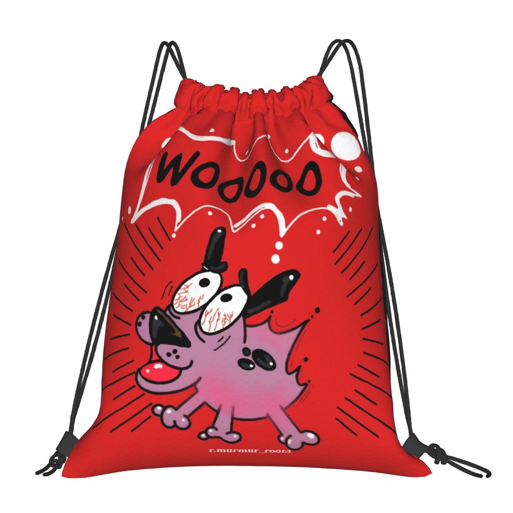 Custom Cowardlyes Dogs Anime Drawstring Bag for Training Yoga Backpacks Men Women Slapstick Sports Gym Sackpack