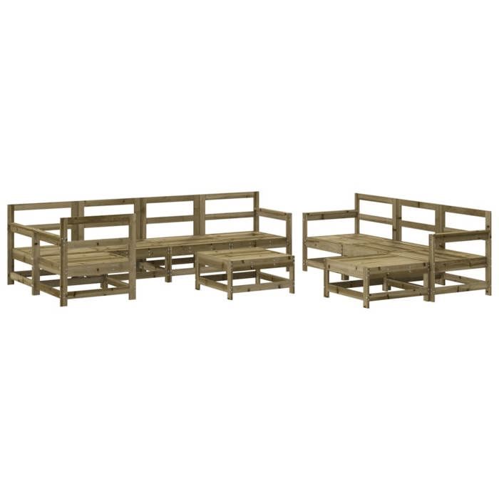 VidaXL Salon de Jardin avec Coussins 10 pcs, Canapés avec Dossier et Accoudoir, Ensemble de Meubles avec Table Basse Patio 3186087