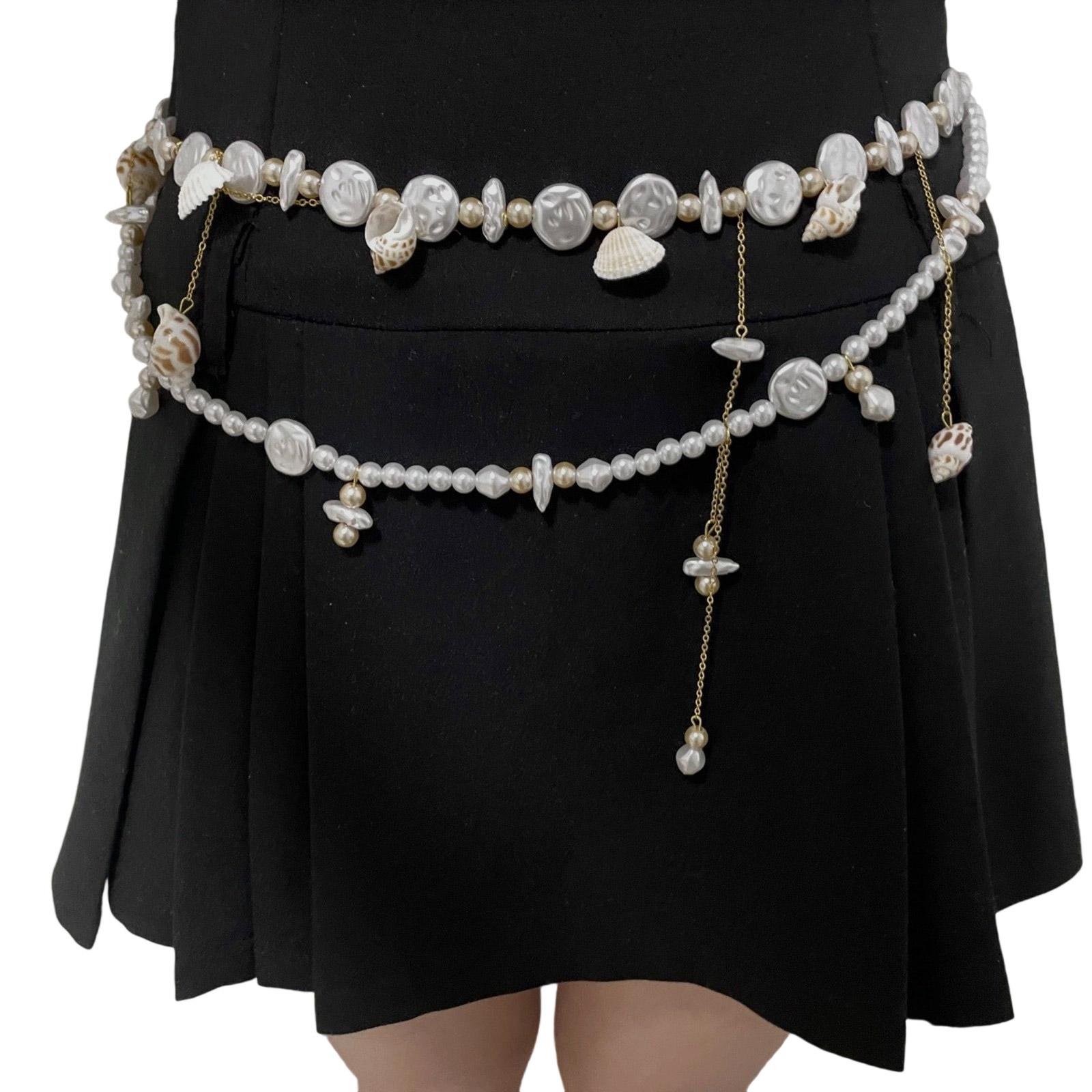 

Двухъярусная бахрома из ракушек, раковин, жемчуга, поясная цепочка в прибрежном стиле, боди-украшение, портативные дизайны