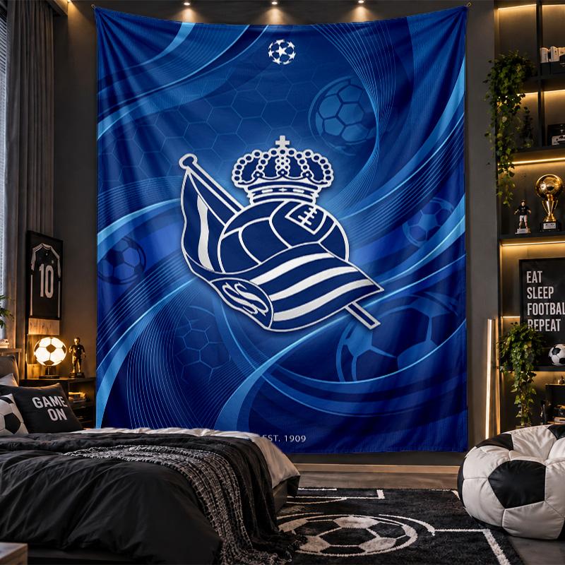 Wall Hanging Tapestry Real Sociedad FC Print Cloth for Living Room Bedroom Home Decor