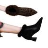 And ankle boots leopard print high heel fashion boots women's shoes autumn new women's thick heel pointed middle heel fashion short boots