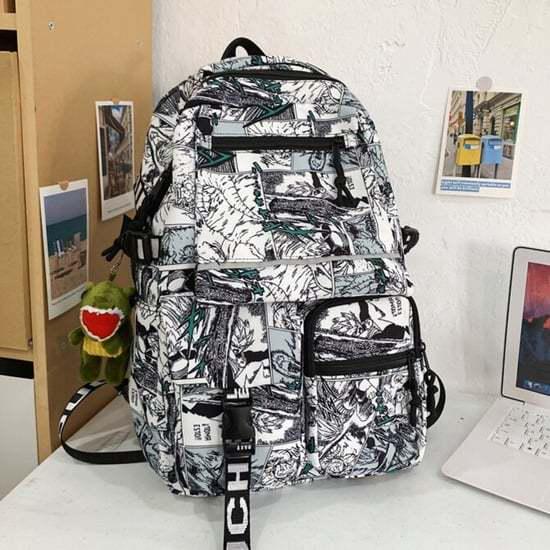 

Трендовий шкільний рюкзак з мультяшним графіті для хлопчиків 2025 - Нейлоновий рюкзак великої місткості 32cm length, 16cm width, 46cm height