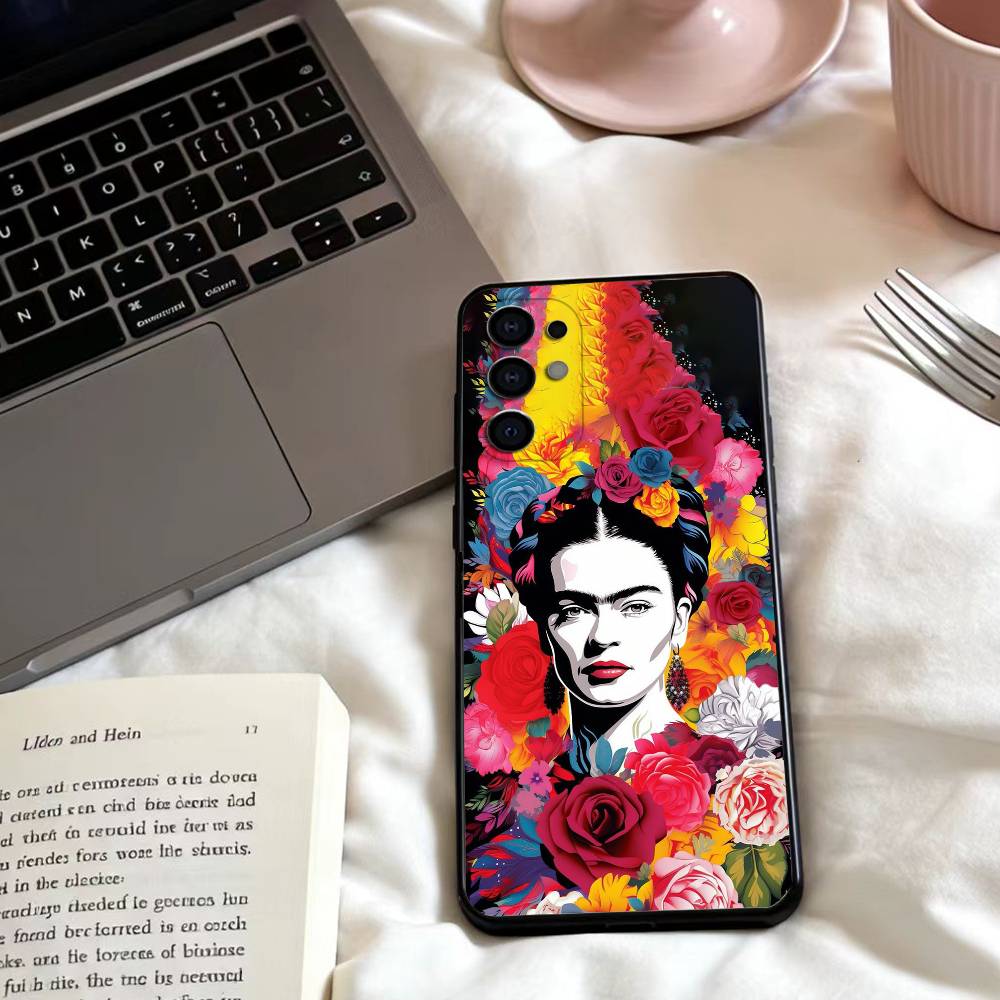 Art F-Frida Kahlo Phone Case For Samsung S25,24,23,22,30,21,10,9,Ultra,Plus,Lite,FE,4,5 G Soft Black Case Samsung S23ULTRA5G