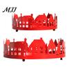 Dining Table Holiday Decor 2 Pcs Christmas Village House Tray, Tabletop Decorative Metal Tray with Reusable Home Accents Tree Design, Desktop