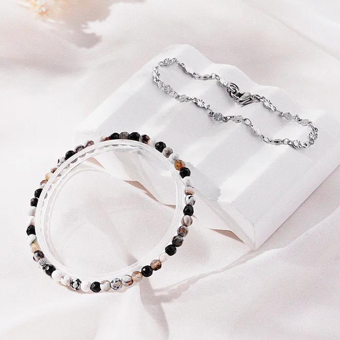 Orient Chain 508 Black Agate Layered 279BK Bracelet Set (C2503-SE452_BK)
