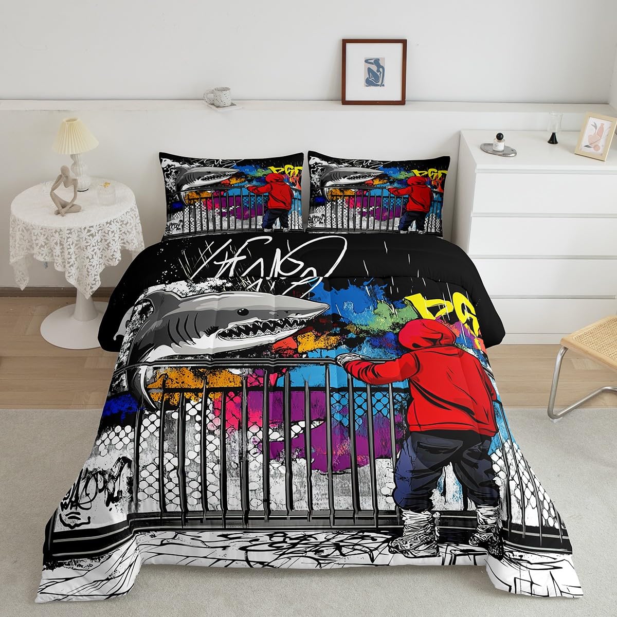 

Ocean Comforter Set Palm Leaves Printd Down Comforter, Summer Beach Decor Hawaiian Vacation Style Quilted Duvet Green Palm Trees Tropical Na 155x200cm