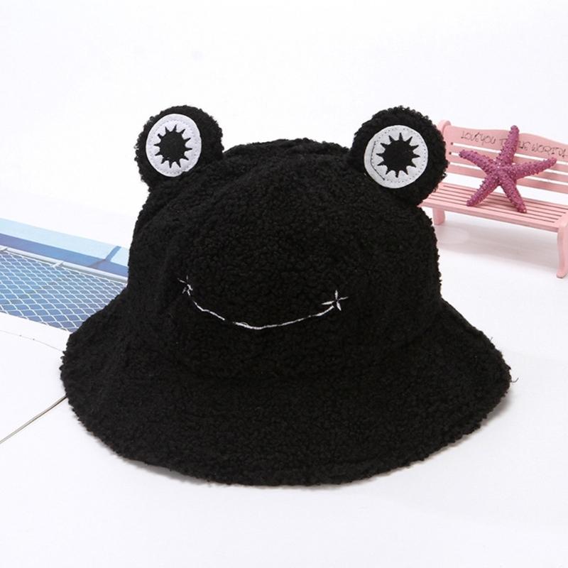 Winter Bucket Hat Polyester Plush Fisherman Caps for Women Men Keep Warm Cute Cartoon for Frog Style Trendy Accessories