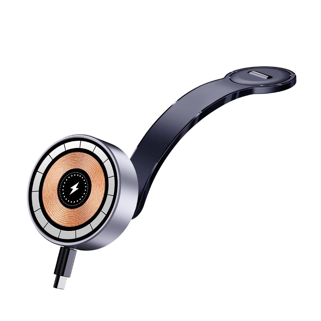 Einziehbarer magnetischer kabelloser Autoladegerät und Handyhalter für MagSafe und Apple Schnellladung