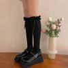 Ballet Style Bow Knee High Socks Lolitas Lace Ruffle Frilly Calf Socks JK Students Girls Stockings Sweet Knee Highs