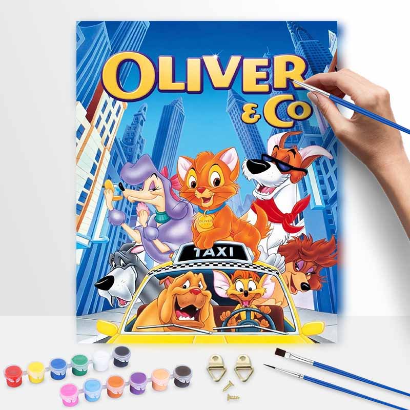 Disney Oliver and Co oil painting handmade diy gifts home decorations 20x30cm