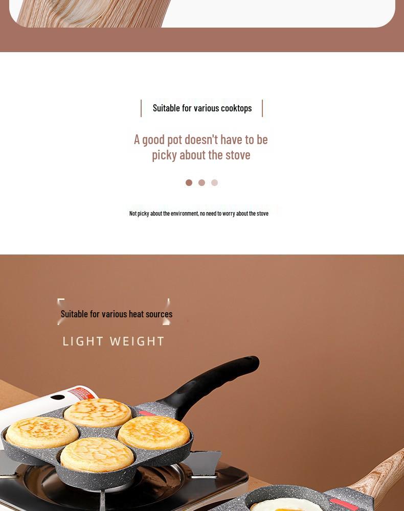 Maifan Stone Non-Stick Four-Hole Egg Pan with Lid