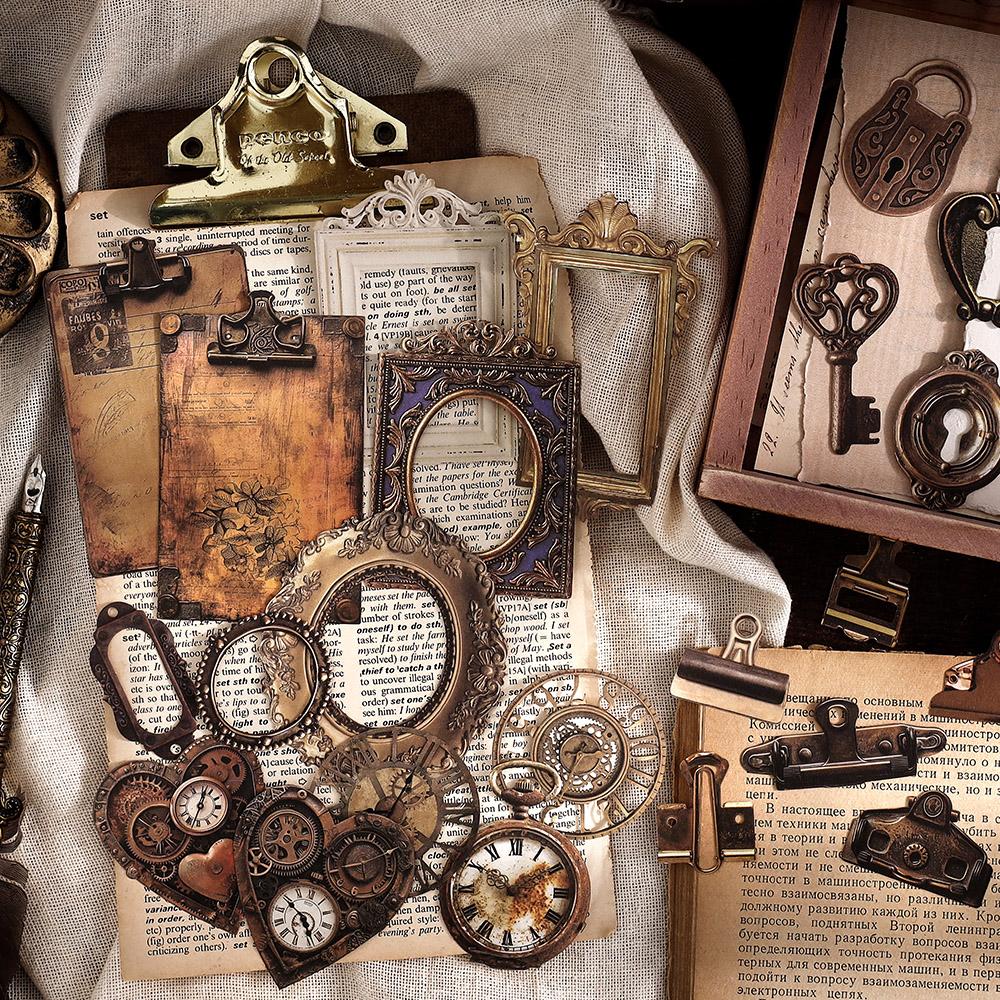 30 pz/confezione Adesivi Orologio Meccanico Vintage Decorativi Fai da Te Materiali Scrapbooking Arte Collage Cancelleria Adesivi Estetici