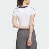 Adidas Originals Crop Jersey T-Shirt Color Block Striped Letter Print Sports Short Sleeve T-Shirt Women Tops White JD1130