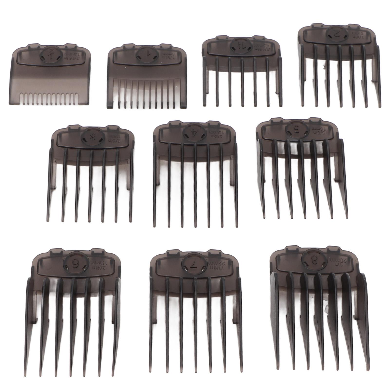 

10 шт. Насадки-гребни для машинки для стрижки волос, полностью совместимые насадки, профессиональные легкие триммеры для волос, направляющие для стрижки, черные