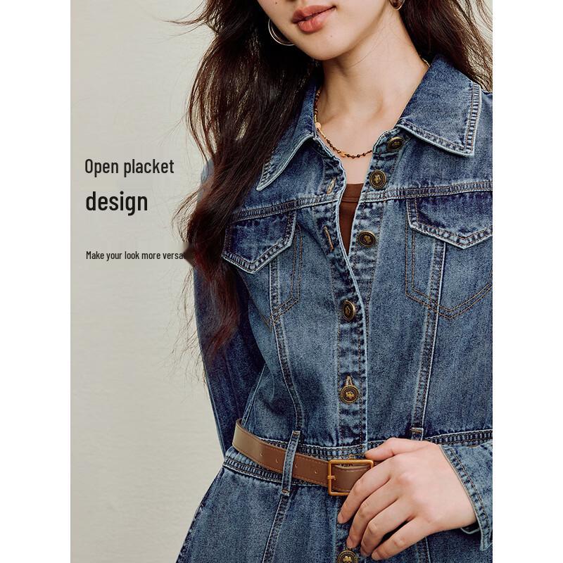 INMAN Vintage Denim A-Line Midi Dress