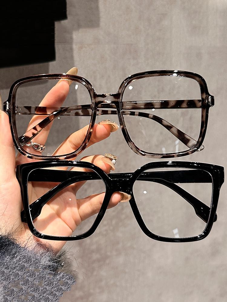 

2PCS Rectangular Black Leopard Spectacle Frame Frame Classic Trendy Clear Eyeglasses For Daily Reading Life Back To School Decoration