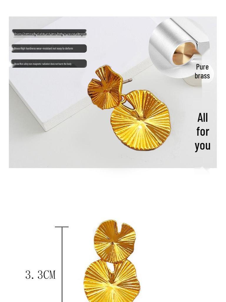 Retro Asymmetrische Lotusblatt-Ohrringe - Schlichter, vielseitiger und stilvoller Hängeschmuck