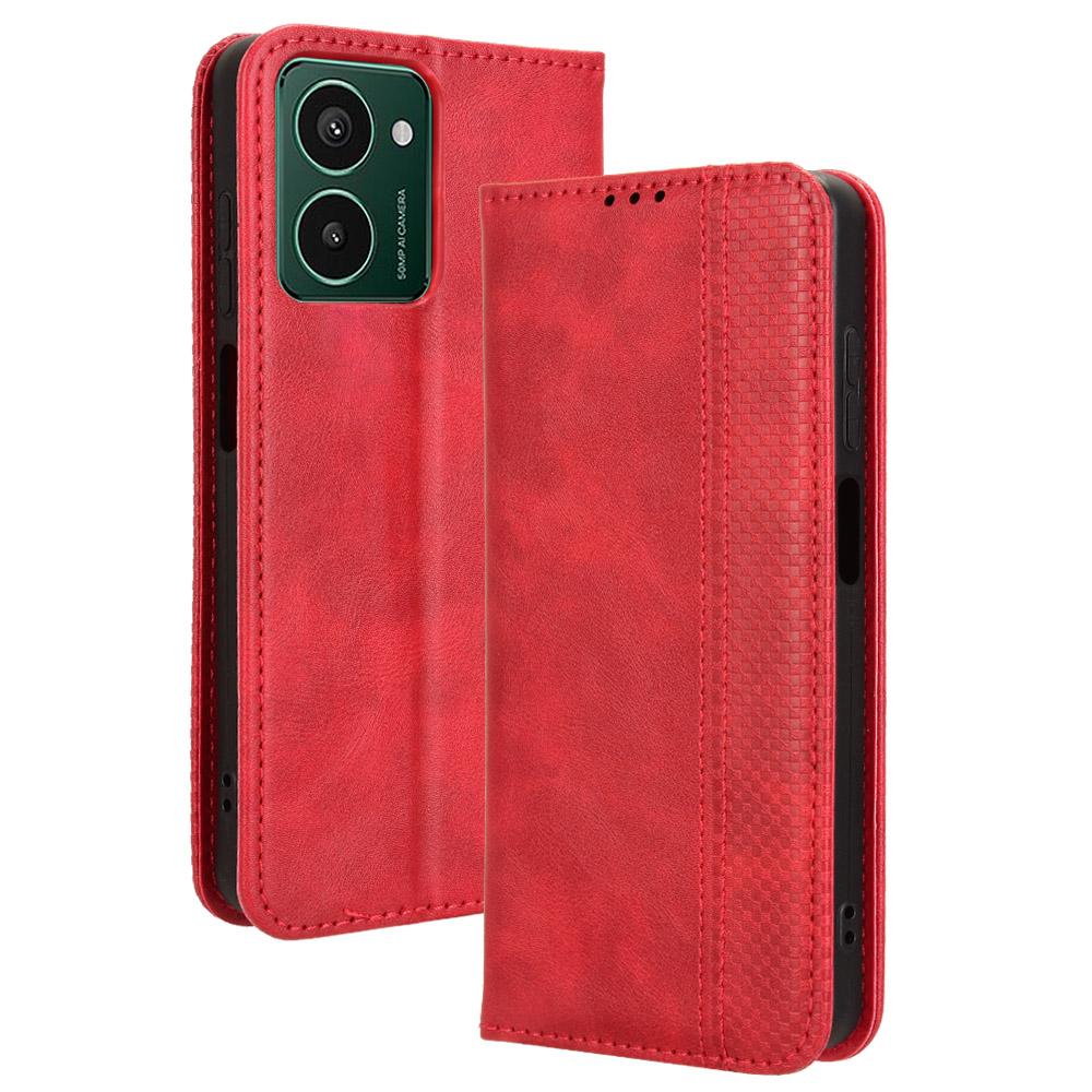 

Для HMD Pulse/Pulse Pro/Pulse+ Чехол Ретро PU кожаный кошелек Чехол для телефона Подставка Red