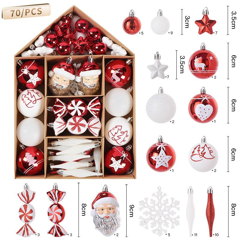 

70Pcs Painted Plastic Decorative Tree Ornaments 6cm Hanging Christmas Ball for New Year Christmas