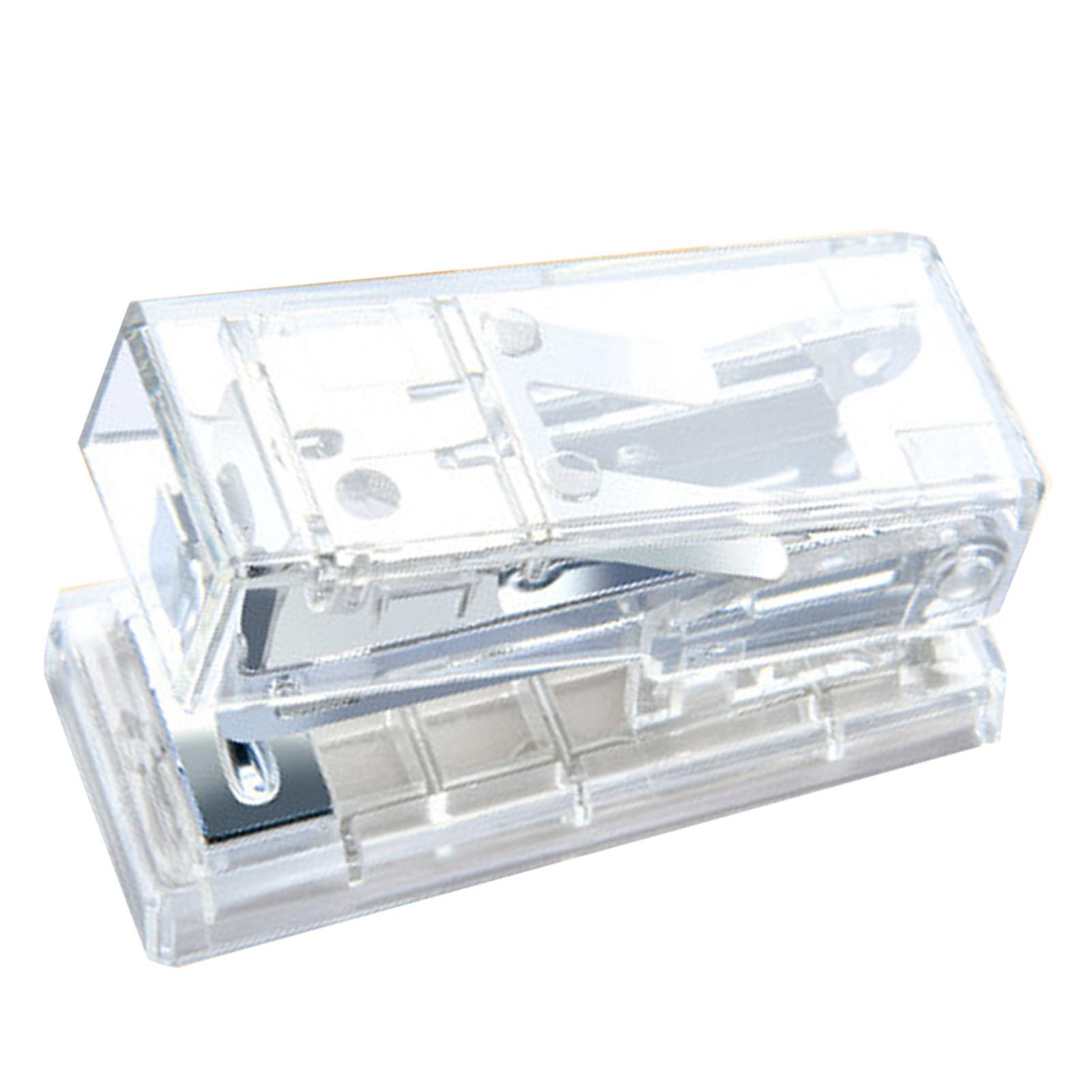 

Mini Stapler Cute Portable Semitransparent Steel Construction Save Effort Office Desktop Stapler белый